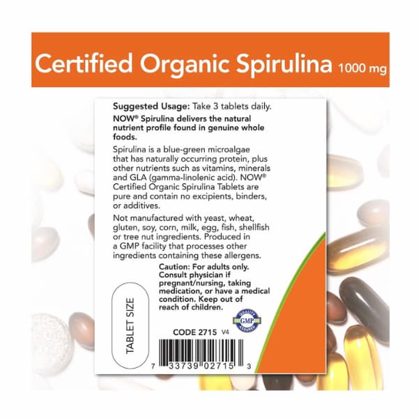 Tảo Xoắn Now Spirulina 1000mg Tảo Xoắn Now Spirulina 1000mg, 120 Viên