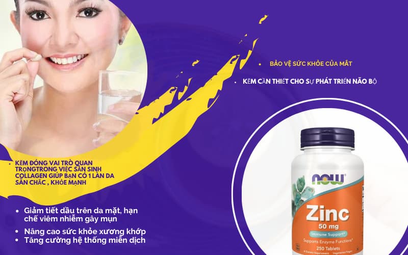 Viên bổ sung kẽm Now Foods Zinc