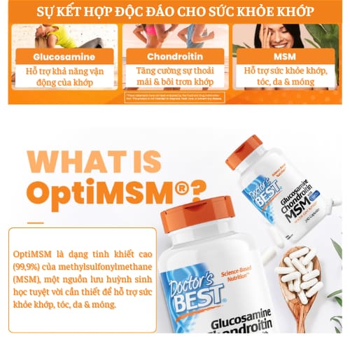 Hỗ Trợ Xương Khớp Doctor's Best Glucosamine Chondroitin MSM Hỗ Trợ Xương Khớp Doctor's Best Glucosamine Chondroitin MSM