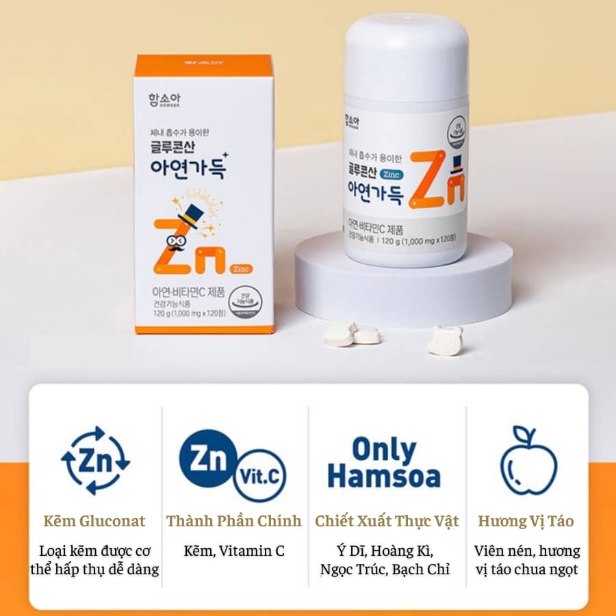 Hamsoa Gluconate Zinc Full 120 Viên Hamsoa Gluconate Zinc Full 120 Viên