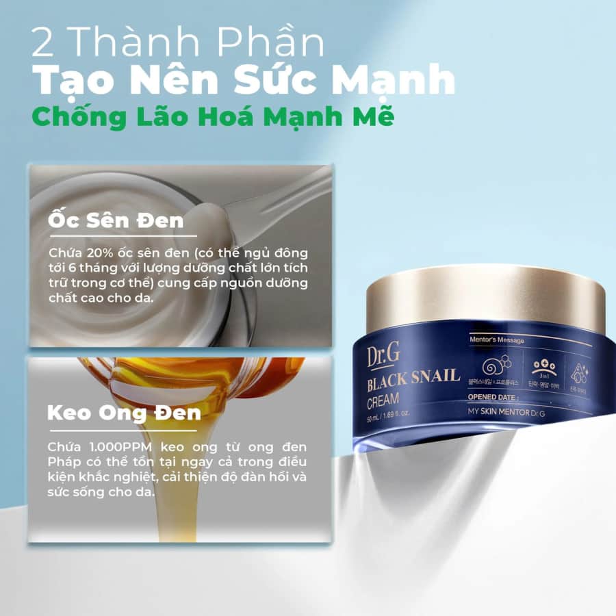 Kem Dưỡng Chống Lão Hóa Dr.G Black Snail Cream 50ml