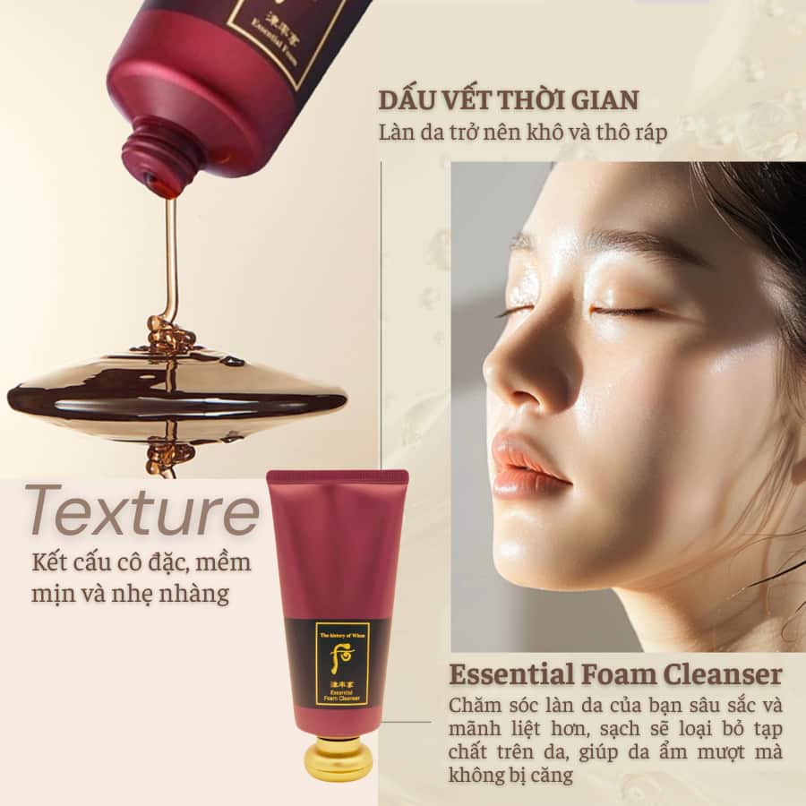 Sữa Rửa Mặt The Whoo Jinyulhyang Essential Foam Cleanser, 180ml+40ml (5) Sữa Rửa Mặt The Whoo Jinyulhyang Essential Foam Cleanser, 180ml+40ml