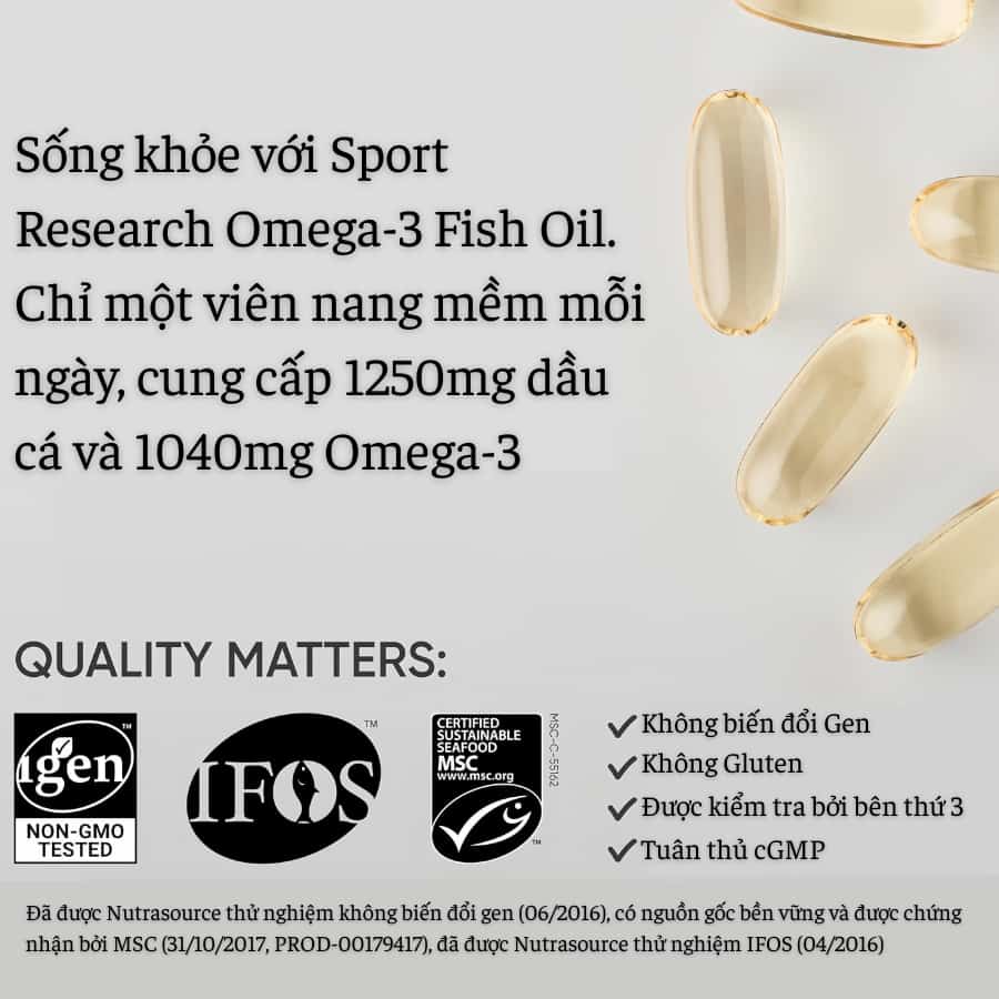 Dầu Cá Sports Research Omega-3 Fish Oil 1250mg, 90 Viên (6) Dầu Cá Sports Research Omega-3 Fish Oil 1250mg, 90 Viên