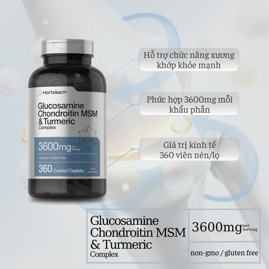 Hỗ Trợ Xương Khớp Horbaach Glucosamine Chondroitin MSM 360 Viên