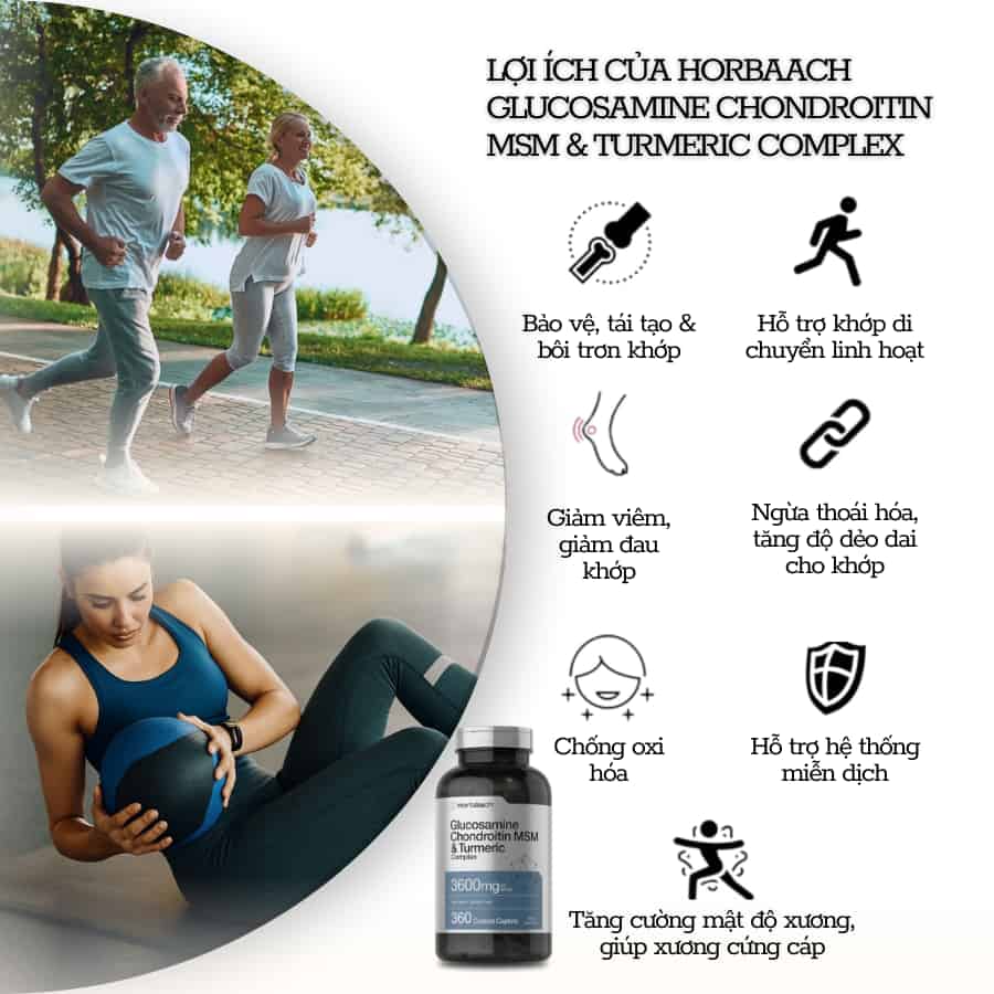 Hỗ Trợ Xương Khớp Horbaach Glucosamine Chondroitin MSM 360 Viên