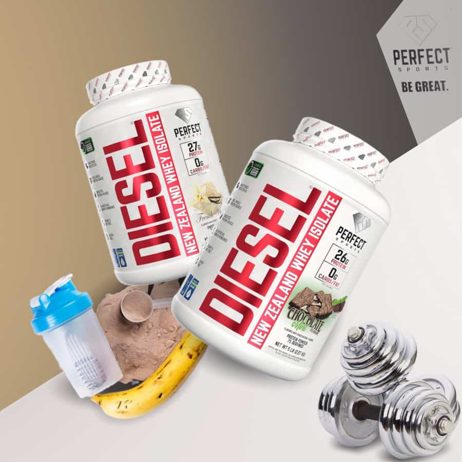 Perfect Sports Diesel 100% New Zealand Whey Protein Isolate 5 LB (2,27kg), 75 Servings