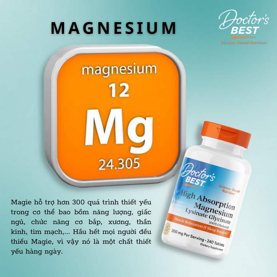 Doctor's Best High Absorption Magnesium Glycinate Lysinate 240 Viên