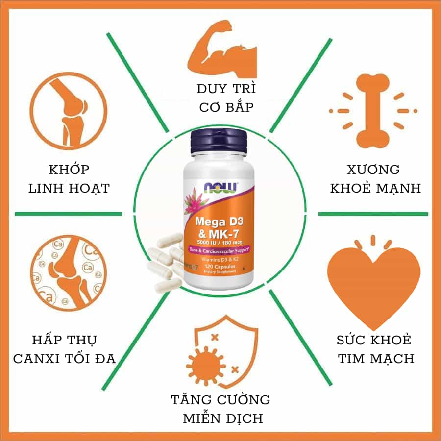 Vitamin D3K2 MK-7 giúp xương chắc khỏe